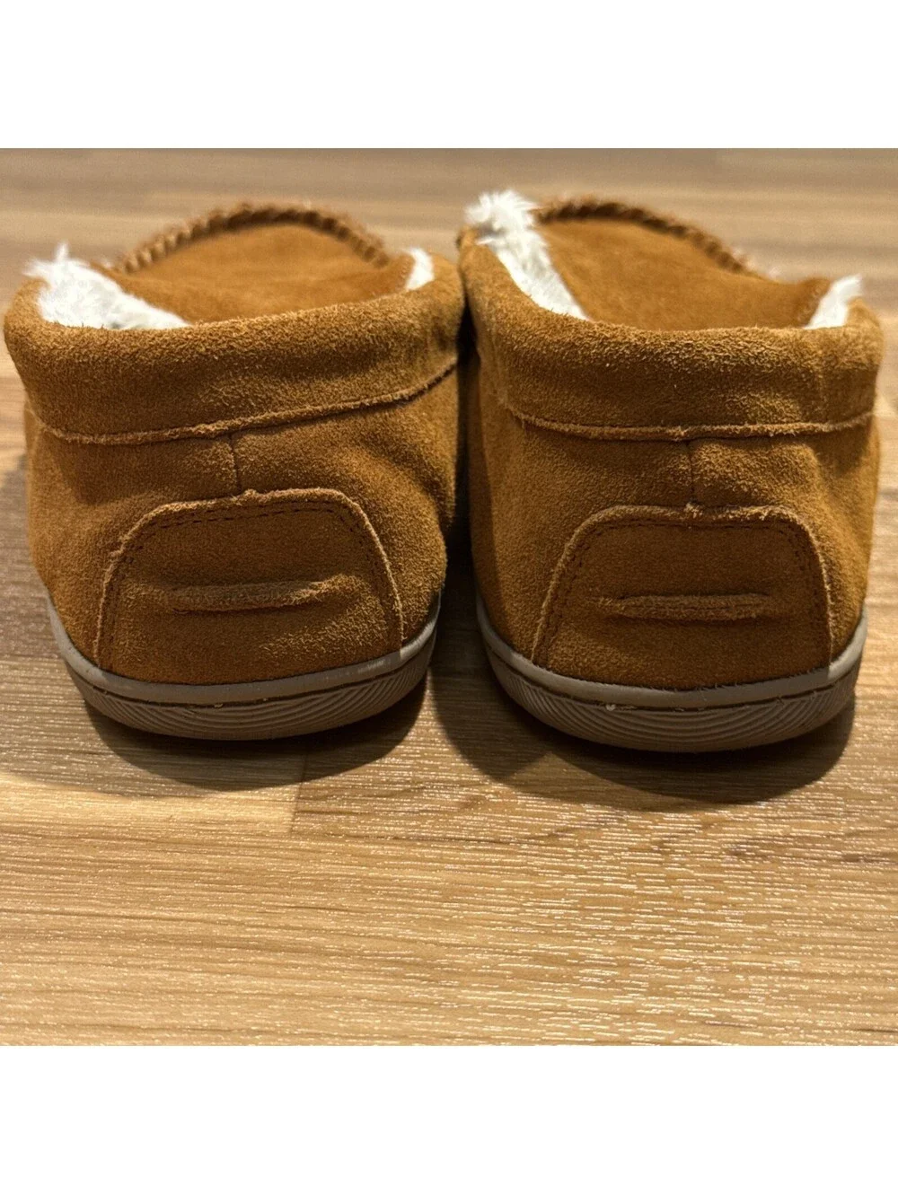 J.Crew Mens Caramel Suede Scuff Faux Fur Slippers-Sz: 11 BL639-NIP & TAGS
